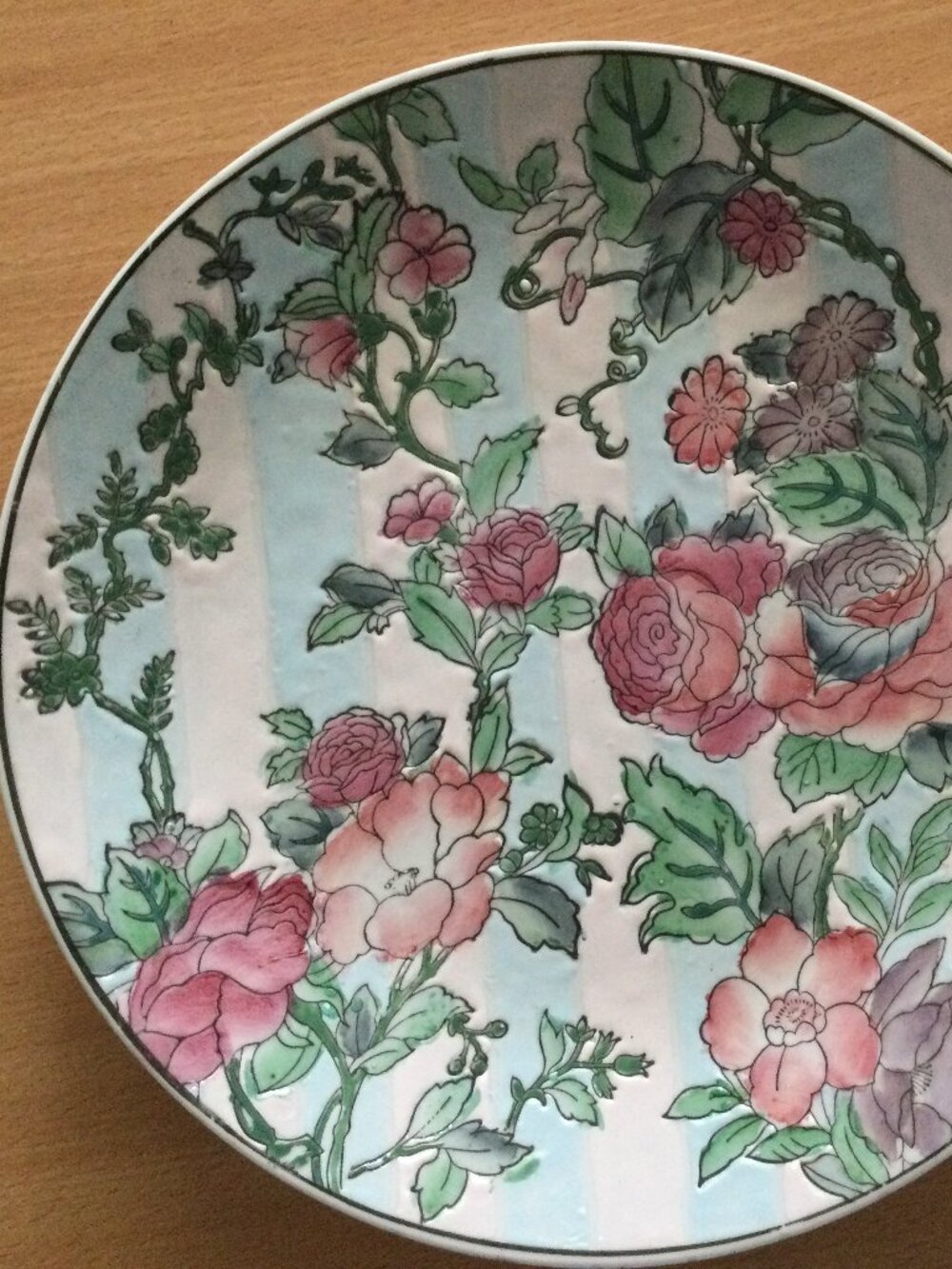 Vintage Chinese hand painted decorative plate floral 10.25" marked